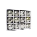 Merry Christmas 12 Pieces 6cm Painted and Matte Christmas Tree Ornaments Hanging Balls Decoration