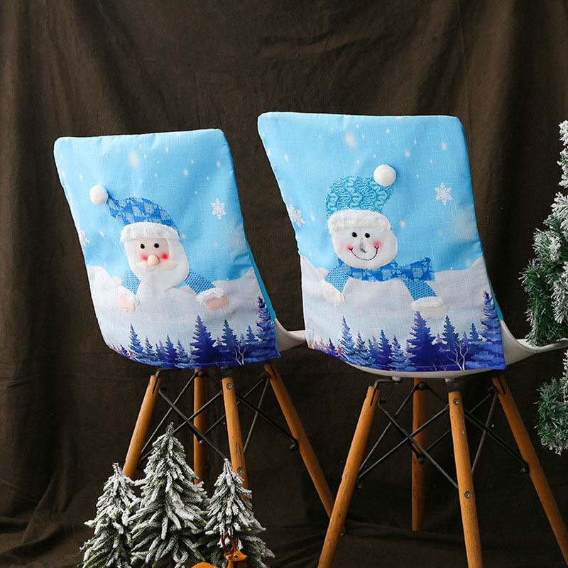 Christmas LED Light Up Blue Snowman Woven Chair Covers Christmas Home Decor