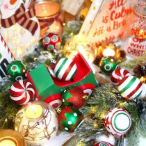 Merry Christmas 30 Pieces 6cm Painted Red and Green Christmas Tree Ornaments Hanging Balls Decoration