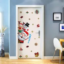 Christmas Santa Claus and Snowman Fridge Magnet Door Sticker Christmas Decor