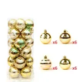 Merry Christmas 24 Pieces 6cm Painted Snowflake Christmas Tree Ornaments Hanging Balls Decoration