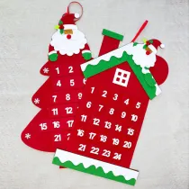 Christmas Santa Claus and House Felt Calendar Christmas Ornament Decor