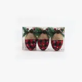 Merry Christmas 6 Pieces 6cm Plaid Christmas Tree Ornaments Hanging Balls Decoration