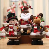 Christmas Handmade Cotton Linen Santa Claus and Deer Dolls Christmas Ornament