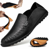 Men Low Cut One Pedal Cow Suede Formal Flat Casual Shoes