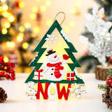 Merry Christmas LED Light Up Hollow Out Wood Santa Claus Christmas Ornament Decoration