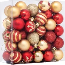 Merry Christmas 50 Pieces 4cm Gold and Red Christmas Hanging Ornaments Balls Decoration