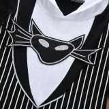 Baby Black And White Striped Long Sleeve Bat Hooded Bodysuit Set