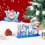 Merry Christmas Joy Happy Holiday Blue Wooden Crafts Plate Christmas Ornament