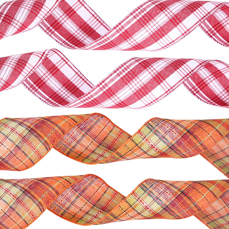 Merry Christmas Plaid Ribbon Christmas Gift Strap and Christmas Party Decoration