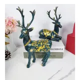Home Ornament 2 Pieces Elk Desktop Craft Ornament Figure Statue