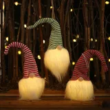 Christmas 3 Pieces LED Light Up Gnome Dolls Christmas Ornament Decoration