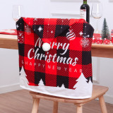 Christmas Plaid Merry Christmas and Santa Claus Gift Box Woven Chair Covers Christmas Home Decor