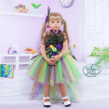 2 PCS Peacock Feather Costume Halloween Cospaly Carnival Party Toddler Girls PrincessTutu Dress Sleeveless Dream Outfit With Headband