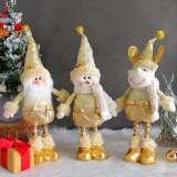 Christmas Golden Santa Claus and Snowman Christmas Decoration Ornament