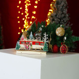 LED Light Up Christmas Wooden Crafts Bus with Gnomes and Xmas Tree Christmas Ornament