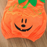Baby Cute Pumpkin Patterns Printed Sleeveless Spot Summer Baby Suit