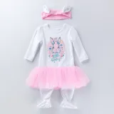 Multicolor Skull Printed Tutu Dress Orange Striped Pumpkin Patterns Printed Skirt Suit