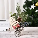 Christmas Artificial Handwork Flowers with Pine Wooden Plate Christmas Decoration Ornament