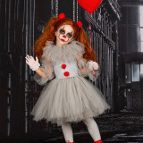 Halloween Gray Joker Tutu Dress Bubble Dress For Toddler Girls Carnival Party