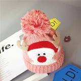 Baby Christmas Wool Hat Christmas Deer and Santa Winter Warm Hat