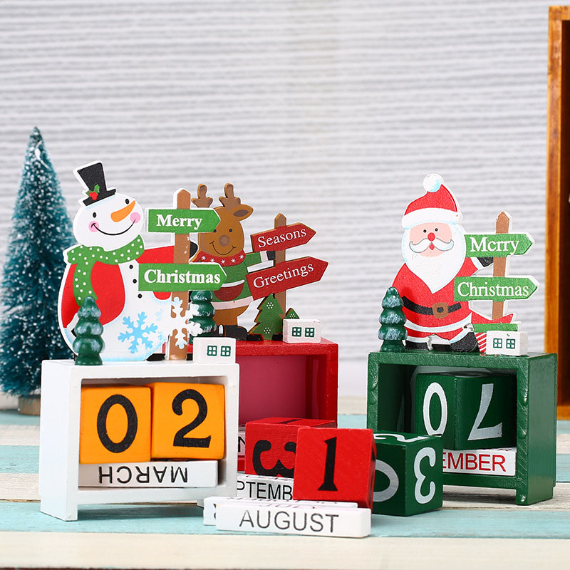 Christmas Creative Wooden Calendar Santa Claus Christmas Ornament