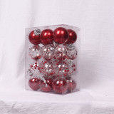 Merry Christmas 24 Pieces 6cm Transparent and Matte Christmas Tree Ornaments Hanging Balls Decoration