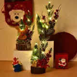 LED Light Up Pine and Deer Artificial Handwork Flowers Christmas Decoration Ornament