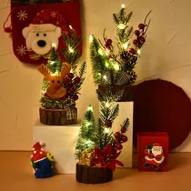 LED Light Up Pine and Deer Artificial Handwork Flowers Christmas Decoration Ornament