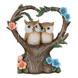 Home Solar Light Garden Love Couple Birds and Owls Ornament Resin Craft Figure Statue