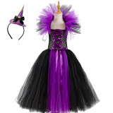 2 PCS Witch Tutu Dress With hat Costume Halloween Cospaly Carnival Party