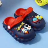 Toddler Kids Flat Beach Cartoon Spacex Rockets and Astronauts Summer Slipper Sandals