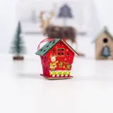 Christmas LED Light Up Santa Claus Wood House Christmas Ornament Decoration