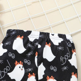 Baby Boo Ghost Patterns Printed Romper Trousers Headdress Three Piece Suit