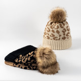 Unisex Leopard Print Woolen Knitted Hat Outdoor Winter Warm Hat