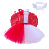 3 PCS Angels and Demons Wings Cute Costume Halloween Cospaly Carnival Party Toddler Girls Tutu Dress With Headband