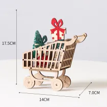 Christmas Wooden Crafts Plate Painted Santa Claus and Gift Box Christmas Ornament