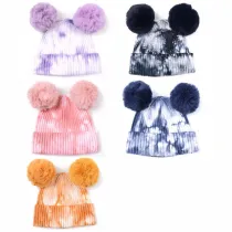 Unisex Tie Dye Woolen Knitted Hat Outdoor Winter Warm Hat