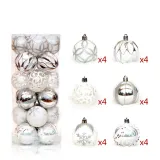 Merry Christmas 24 Pieces 6cm Painted Snowflake Christmas Tree Ornaments Hanging Balls Decoration