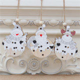 Christmas 3 Pieces LED Light Up Wood Santa Claus and Snowman Christmas Ornament Decoration