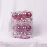 Merry Christmas 24 Pieces 6cm Transparent and Matte Christmas Tree Ornaments Hanging Balls Decoration
