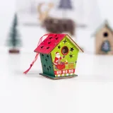 Christmas LED Light Up Santa Claus Wood House Christmas Ornament Decoration