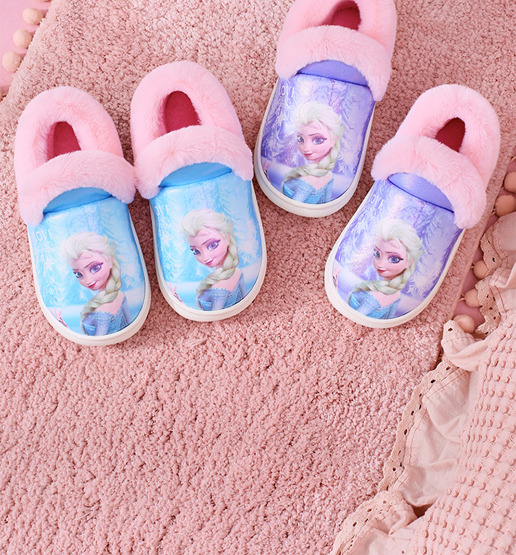 Toddler Kids Cartoon Princess Cotton Winter Shoes Home Slipper