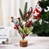 Christmas Artificial Handwork Flowers with Pine Wooden Plate Christmas Decoration Ornament