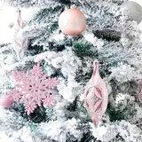 Merry Christmas 50 Pieces Christmas Tree Ornaments Hanging Balls and Snowflake Decoration