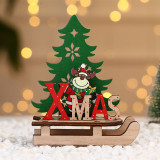 Merry Christmas Wooden Santa Claus and Snowman Sled Christmas Home Ornament Decoration
