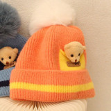 Baby Cute Cartoon Bear Knitted Hat Outdoor Winter Warm Hat