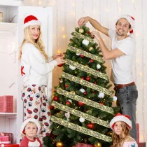 Merry Christmas Light Up Post 4m Metallic Ribbon Christmas Party Decoration