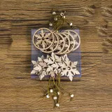Christmas 12 Pieces Wood Hollow Out Heart and Snowflake Christmas Ornament Decoration