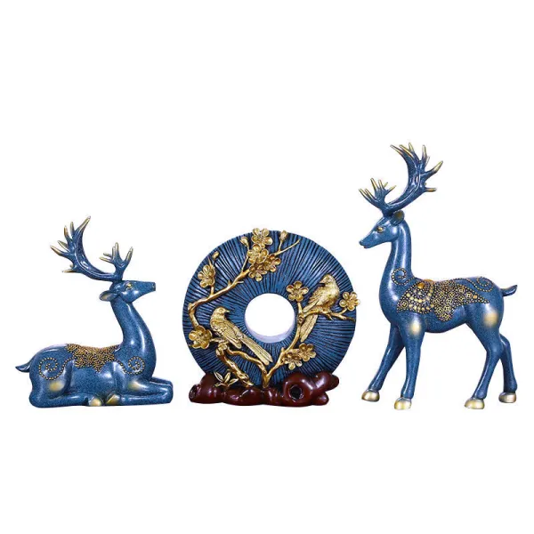 Home Ornament Couple Reindeer Desktop Craft Ornament Figure Statue